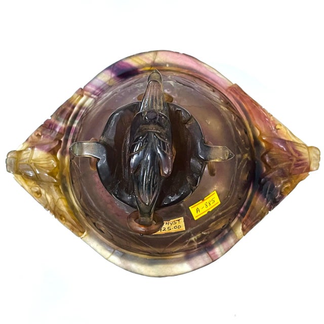 Antique Qing Dynasty Chinese Hand-Carved Amethyst Censer For Sale - Image 6 of 12