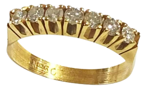1950 18k Yellow Gold & Diamond Half Hoop Eternity Band Size 5