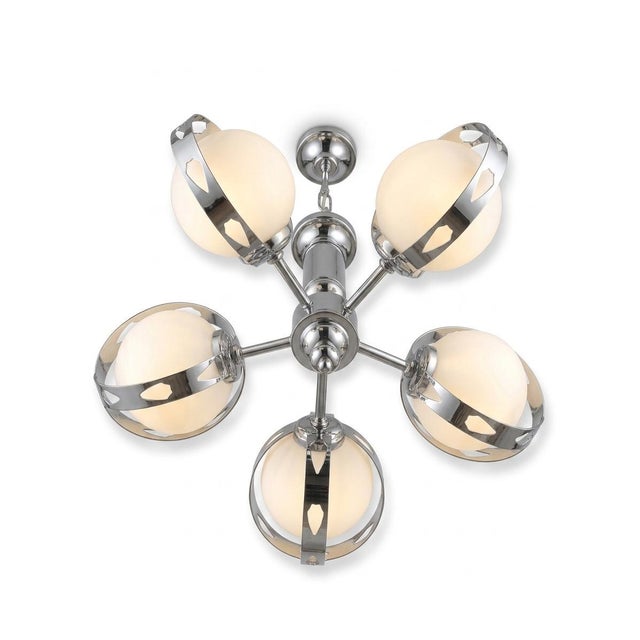Chrome-Plated Glass Chandelier, 1970s, in Very Good conditions. Designed 1970 to 1979 European Plug (up to 250V).The...