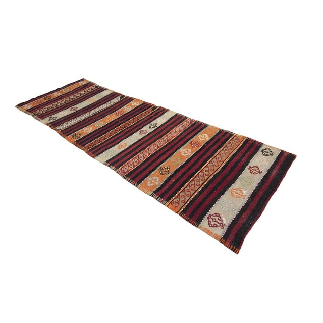 Traditional Vintage Embroidered Kilim Runner Rug For Sale - Image 3 of 7