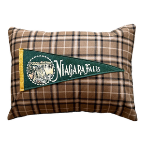 New York Niagra Falls Vintage Pennant on New Woven Throw Pillow