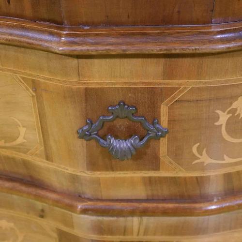 Brown Louis XV Style Inlaid Secretaire with Curved Front For Sale - Image 8 of 18