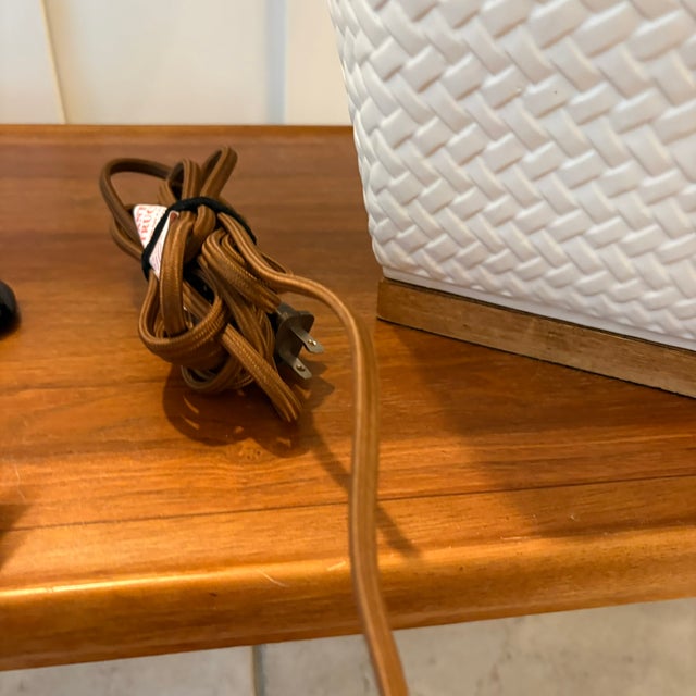 Ralph Lauren Woven Ceramic Table Lamp With Linen Drum Shade Sculptural and timeless Ralph Lauren ceramic table lamp...