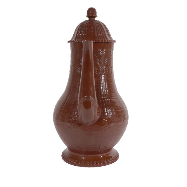Late 18th Century Staffordshire Redware Engine-Turned Large Coffee Pot, Signed Myatt For Sale - Image 5 of 14