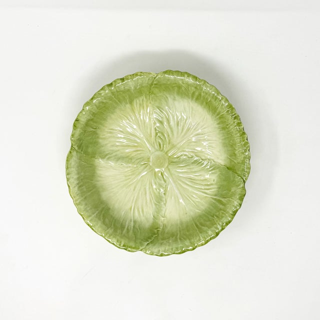 Traditional The Mane Lion Handcrafted Italian Radicchio Cabbage Salad Plates, Light Green – Set of Four For Sale - Image 3 of 5