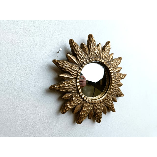 Vintage Convex Sunburst Mirror, 1970s For Sale - Image 4 of 13