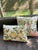 Schumacher's Citrus Garden outdoor pillows backed with Pindler outdoor Balboa Sprout Green fabric. Green welt cord too....