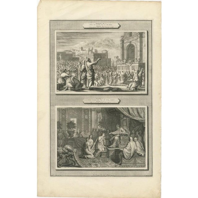 Baroque Pieter Mortier, Ezra Reading the Law and Esther Before Ahasuerus, Pieter 1700, Engraving For Sale - Image 3 of 12