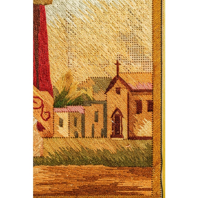 Rare Hand Made Antique Religious Devotional Textile Artwork 19th Century Religious Silkwork Catholic Bishop Saint Home Wall Decor For Sale - Image 12 of 18