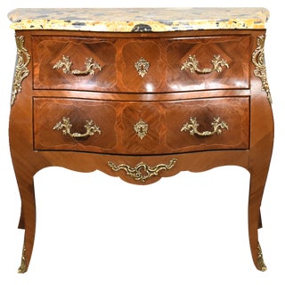 French Louis XV Style Bombe Commode in Walnut, 1890s For Sale