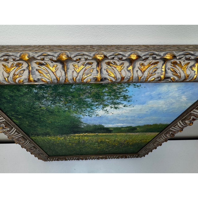 Impressionist Oil Painting Banks of the Wye Coppet Hill Herefordshire by Charles Neal C1989 For Sale - Image 9 of 12