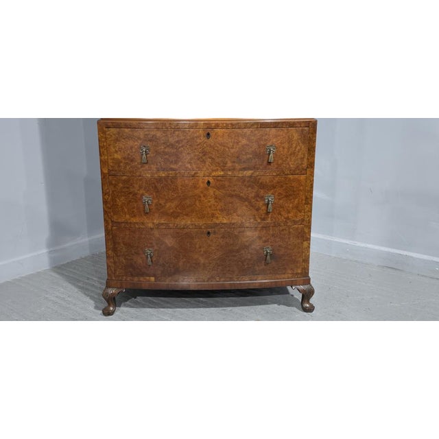 Small Burr Walnut Linen Press, 1910 For Sale - Image 3 of 16