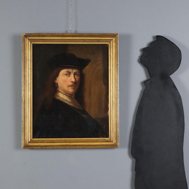 Oil on canvas. Unidentified signature lower right. This is a copy of the self-portrait painted by the famous Dutch painter...