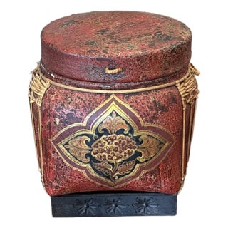 1970s Red Asian Rice Box For Sale