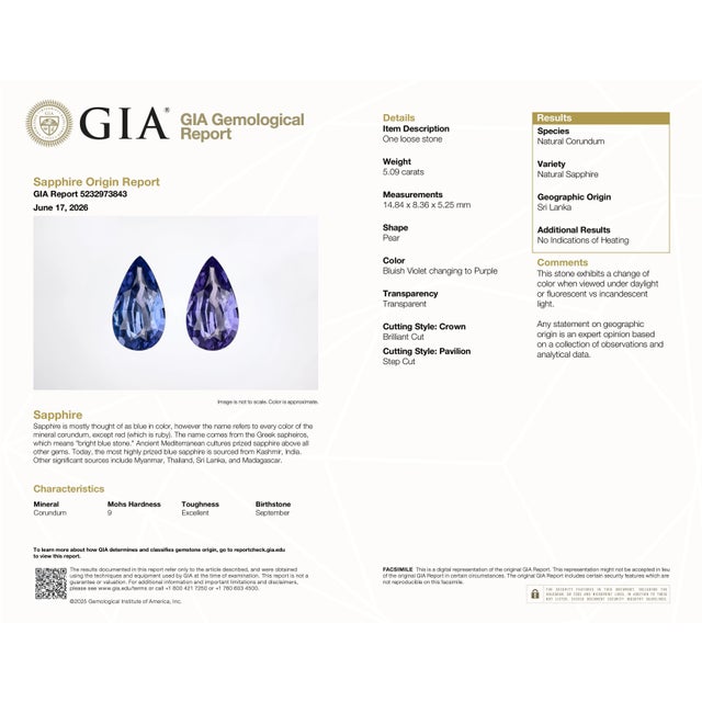 5.09 Ct Gia Certified Nh Color Change Sapphire & Diamond Ring Size 6.5 For Sale - Image 12 of 14