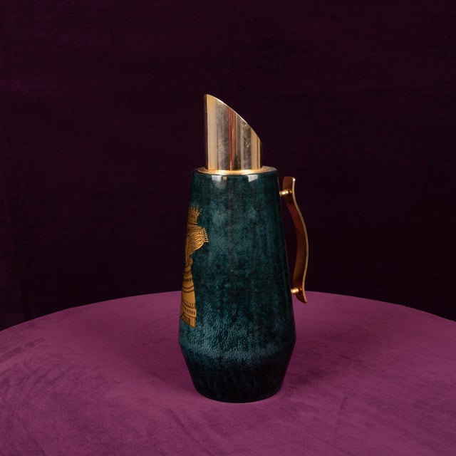 1950s Mod. 1278D Blue Goatskin Parchment Thermos by Aldo Tura, Italy, 1950 For Sale - Image 5 of 17