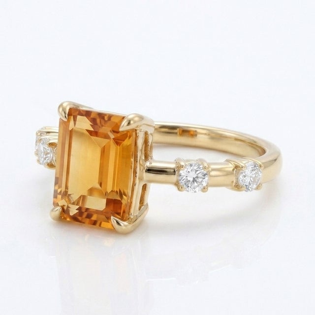 Not Yet Made - Made To Order Citrine & Cubic Zirconia Wedding Ring - November Birthstone Stacking Ring Us 7 For Sale - Image 5 of 5
