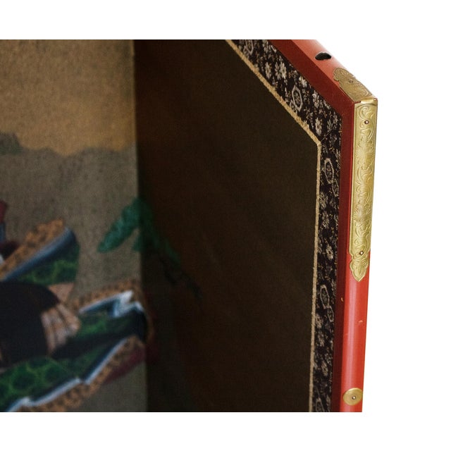 "Dancing Kimono Beauties", C. 1960s Shōwa Era Yamato-E Style Painted Byobu Screen For Sale - Image 15 of 18