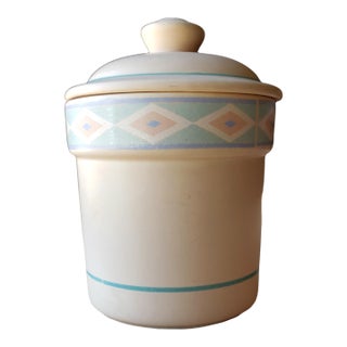 Vintage Southwest Stoneware Kitchen Canister With Lid - By Treasure Craft For Sale