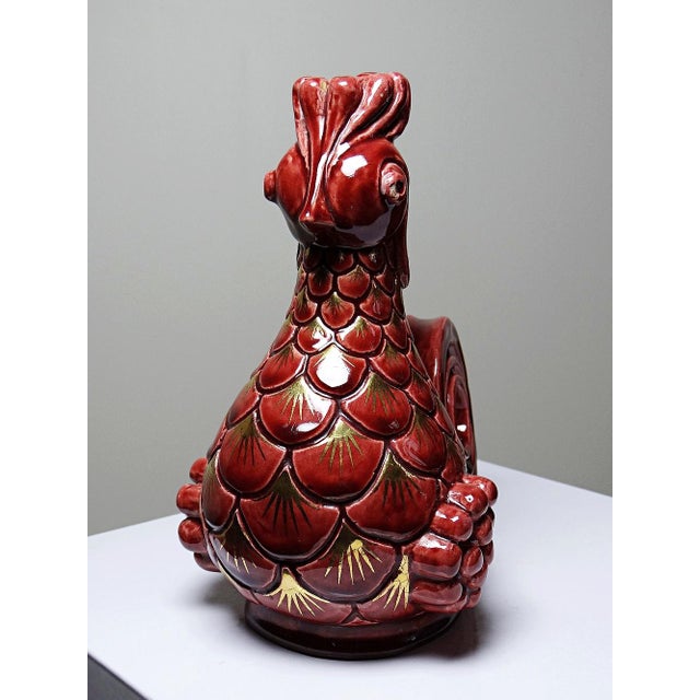 Ceramic Glazed Ceramic Rooster Candlesticks by A.G Roger, 1940s, Set of 2 For Sale - Image 7 of 18