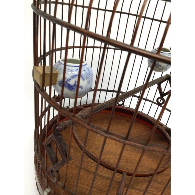 Wood Antique Bamboo Chinese Bird Cage For Sale - Image 7 of 13
