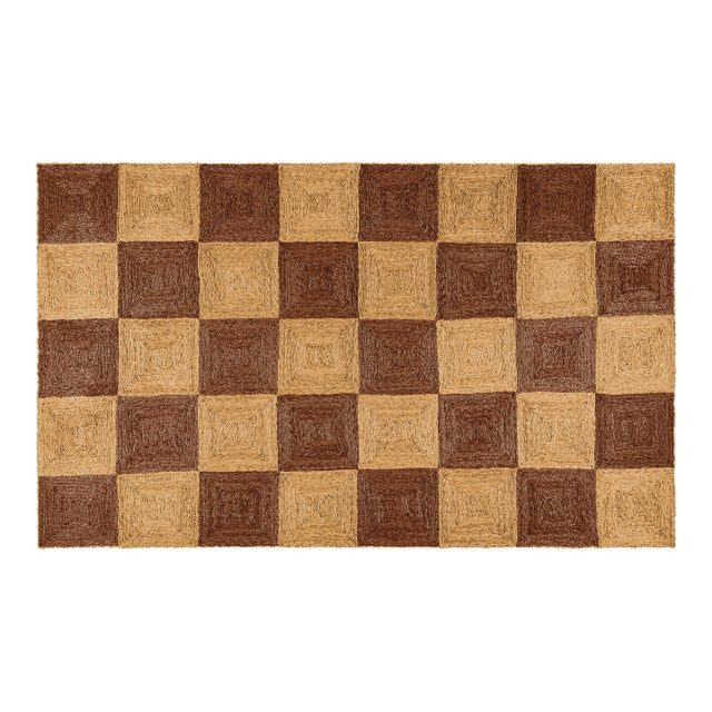 Part & Parcel Goods Jute Block Rug, 12'x15', Chocolate and Nutmeg For Sale