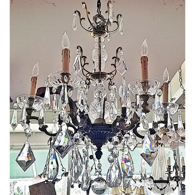 1930s French Bronze Dore' Crystal Chandelier For Sale - Image 16 of 17