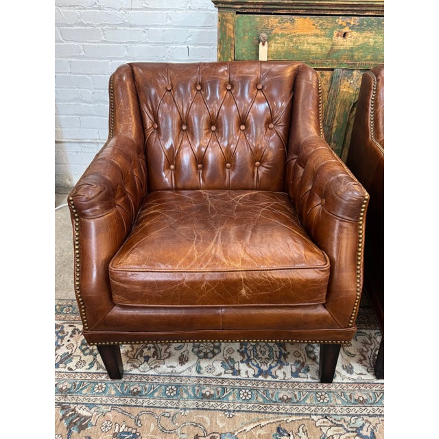 Traditional Adoorne Chesterfield Leather Chairs For Sale - Image 3 of 6