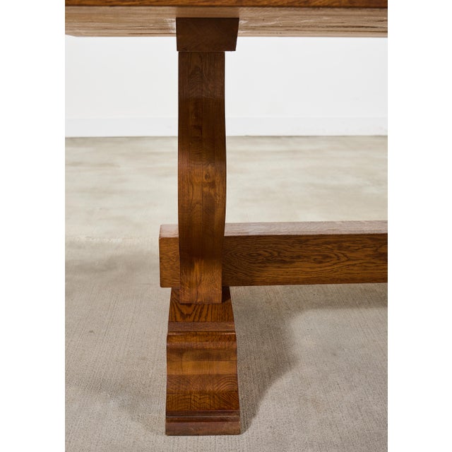 Country French Oak Farmhouse Trestle Dining Table 7.8 Ft For Sale - Image 17 of 18