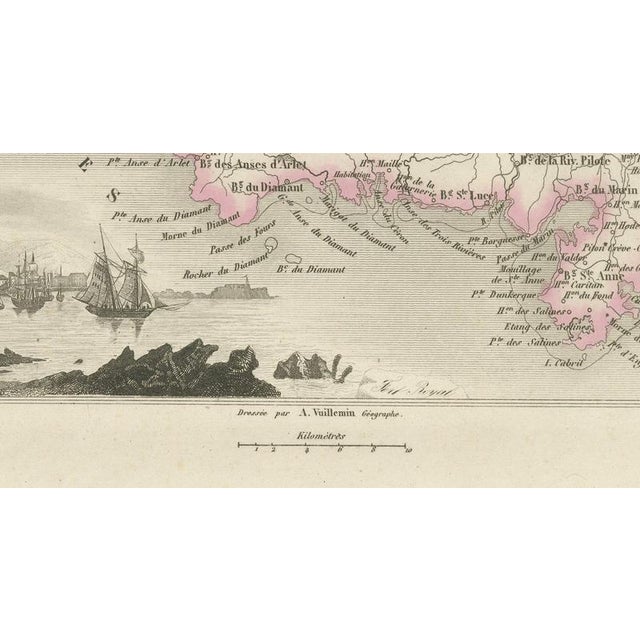 19th Century Antique Map of Martinique, Fort-Royal and the Caravelle, 1860 For Sale - Image 5 of 12