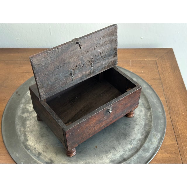 Antique Indian Dowry Chest Document Box on Turned Feet For Sale In San Diego - Image 6 of 10