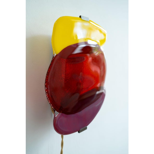 Red Handcrafted Glass Wall Light by Olga Meyzinger For Sale - Image 8 of 9