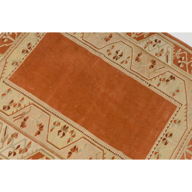 Vintage Turkish Oushak Style Terracotta and Cream Rug For Sale - Image 6 of 9