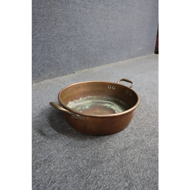 Antique Copper Jam Pan With Riveted Brass Handles For Sale - Image 4 of 8