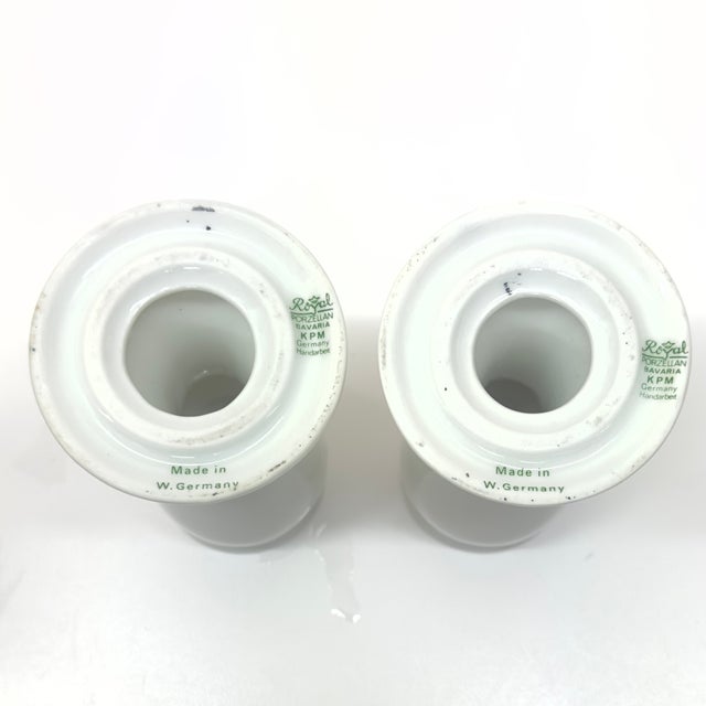 Vintage White Porcelain Tulip-Shaped Candle Holders by KPM West Germany - A Pair For Sale - Image 12 of 13