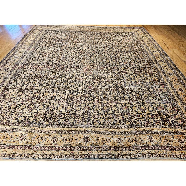 Late 19th Century Indian Agra Rug, Handwoven Wool Pile, Herati Design, 11' x 13' For Sale - Image 9 of 17