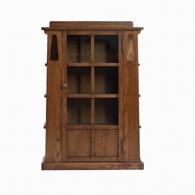 Mission Mission 1 Door Bookcase With Side Shelves - Walnut Stain For Sale - Image 3 of 9
