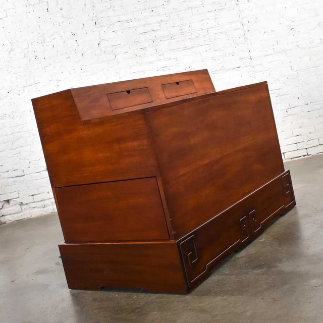 Vintage MCM Art Deco Style Entry Desk or Dry Bar Mahogany by Ima s.a. Bogota, Colombia For Sale - Image 4 of 13