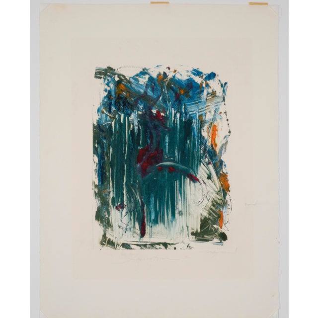 "Fascination II" - Abstract Oil On Paper Original abstract oil painting depicting hues of blue, green, red and orange...