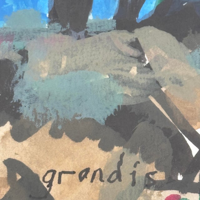 Original watercolor and gouache on paper by American artist Barbara Grandis, signed lower right. This striking composition...