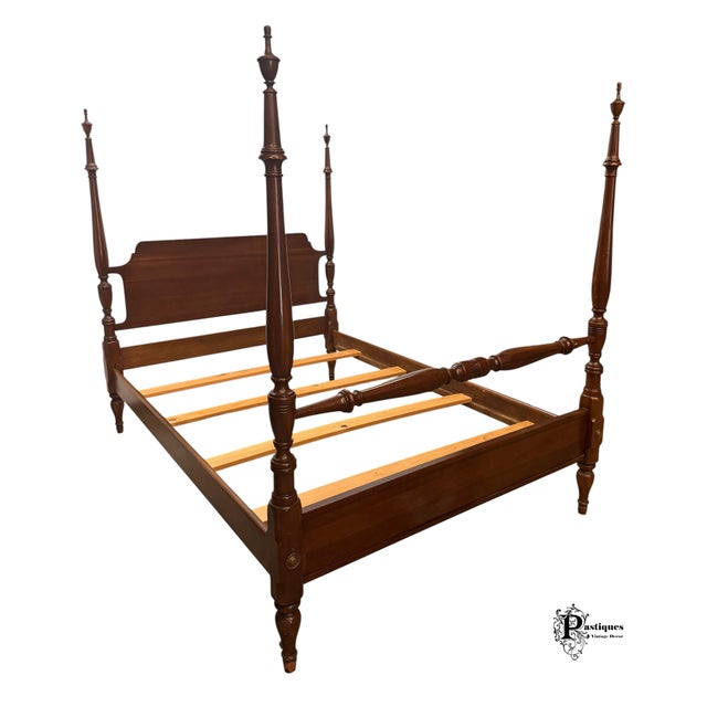 American Vintage Link Taylor Traditional American Style Mahogany Full Size Four Poster Bed For Sale - Image 3 of 8