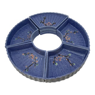 1960s Cherry Blossom Divided Server/ Trinket Trays- 7 Pieces For Sale