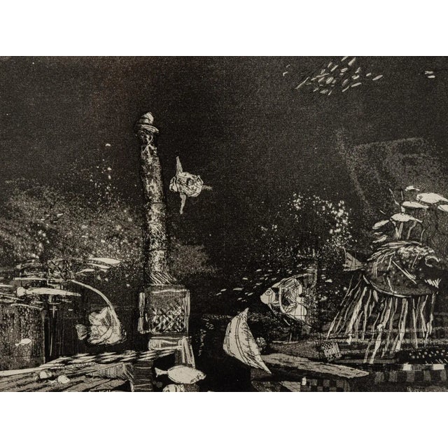 1970s Wolfgang Werkmeister, Under Water, 1971, Black & White Etching on Paper, Framed For Sale - Image 5 of 10