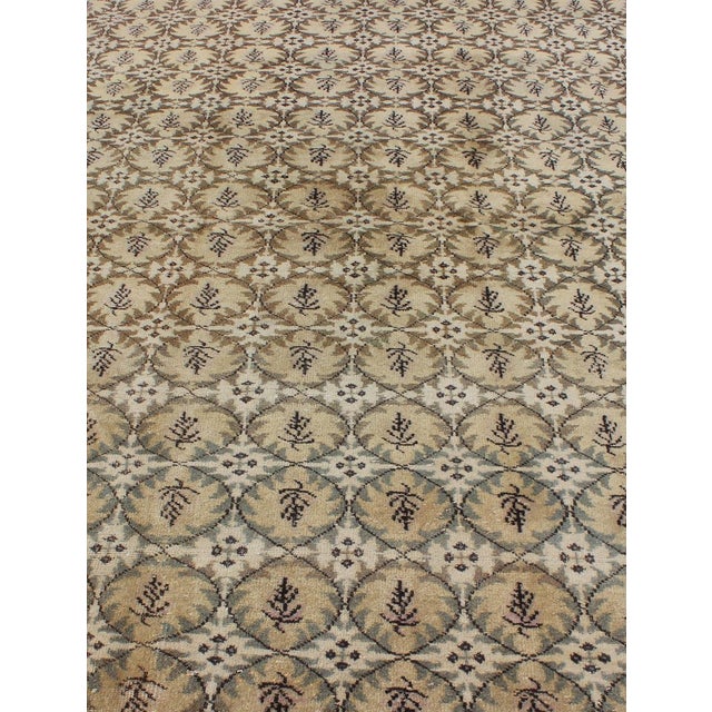 Vintage Art Deco Rug in Beige, Soft Yellow, Brown, and Soft Gray Tones For Sale - Image 4 of 11