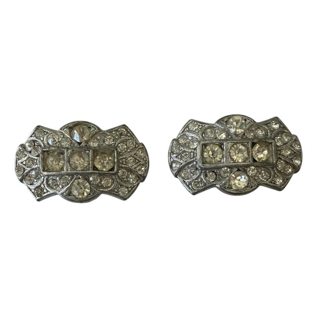 Antique 1920’s Art Deco Clips, Pair For Sale