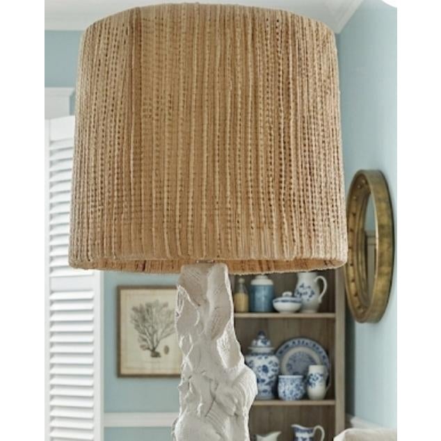 1990s 1990s Coastal White Carved Coral Seaside Clamshell Tall Floor Lamp With Shade For Sale - Image 5 of 9