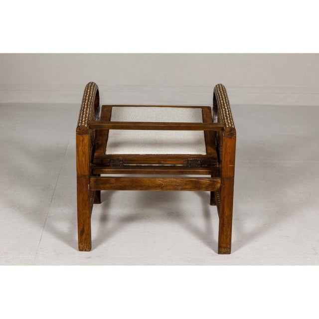 Anglo Style Bone Inlaid Armchair with Folding Back and Loop Arms For Sale - Image 10 of 12
