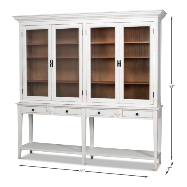 Swedish Gustavian Glazed Display Cabinet in White For Sale - Image 10 of 10