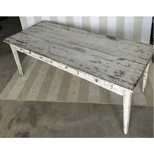19th Century French Painted 8 Drawer Farm Table For Sale - Image 9 of 12