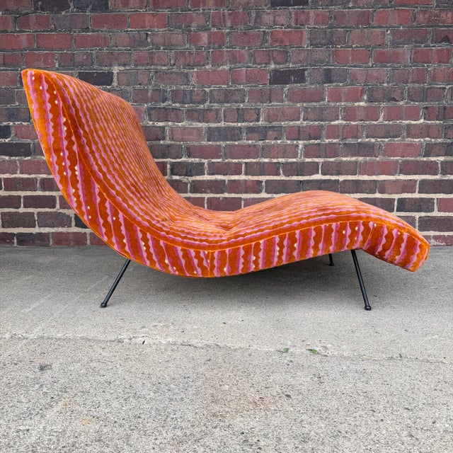 Early and rare Adrian Pearsall for Craft Associates wave chaise lounge with iron base. This iconic sculptural form has...